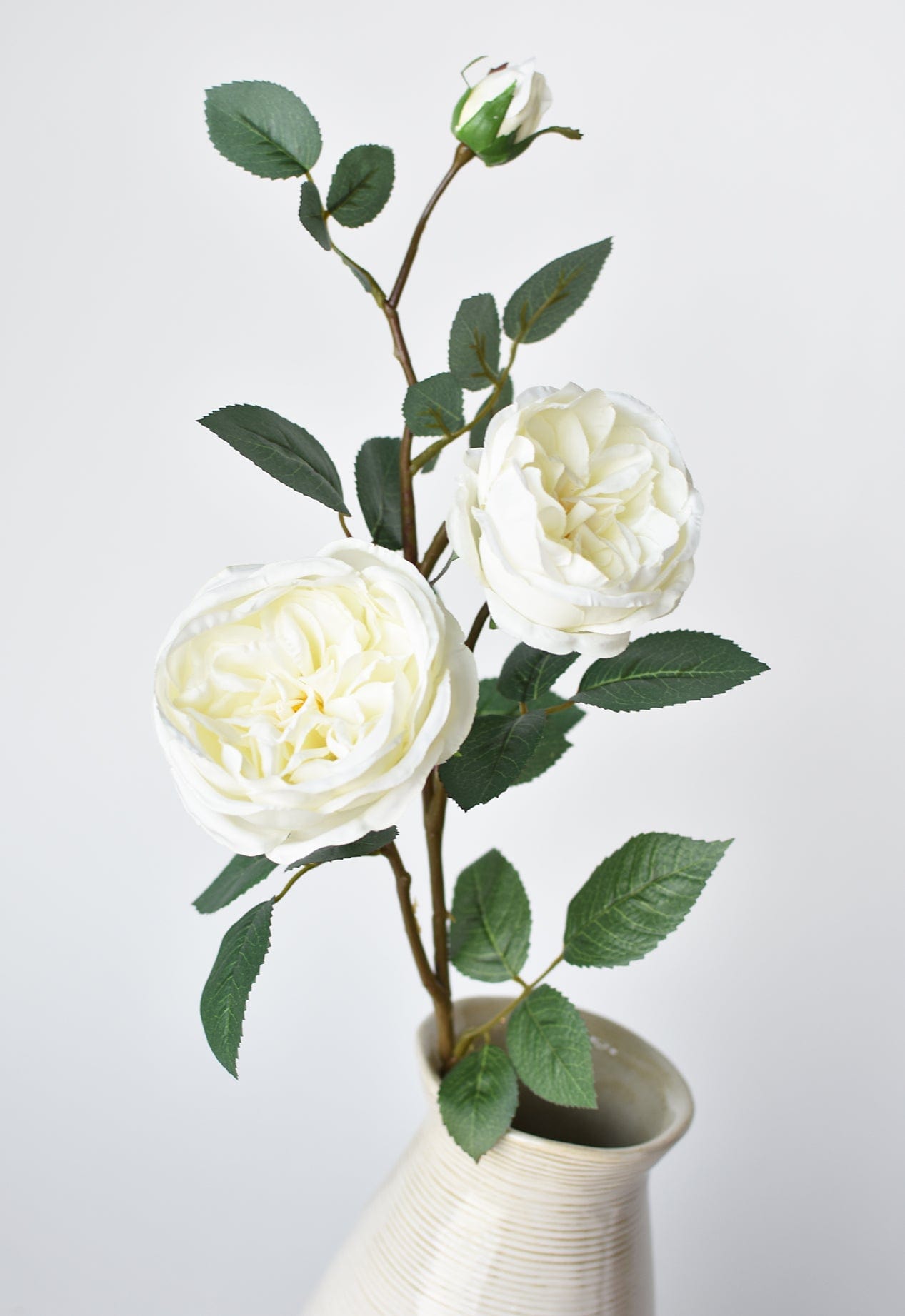 29" Artificial Cabbage Rose Stem White