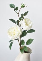 29" Artificial Cabbage Rose Stem White