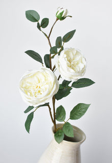 29" Artificial Cabbage Rose Stem White