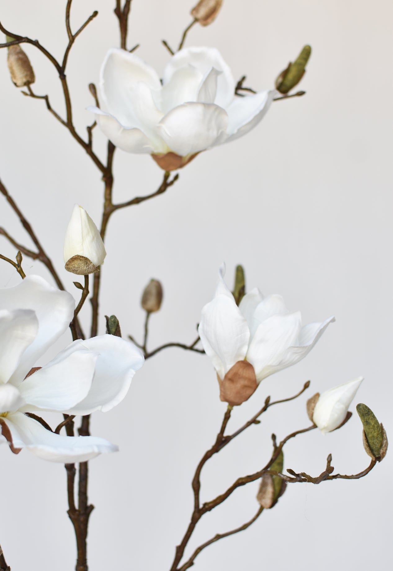40 inch Artificial magnolia stem with blossoms and buds