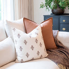 Mia Floral Block Printed Pillow Cover | Brown