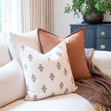 Mia Floral Block Printed Pillow Cover | Brown