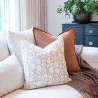 Luana Floral Block Printed Pillow Cover | Beige/Brown