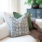 Burgos Floral Block Printed Pillow Cover | Black