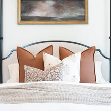 Ella Floral Block Printed Pillow Cover | Light Brown + Terracotta Detail