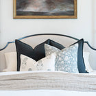 Chloe Floral Block Printed Pillow Cover | Blue