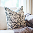Burgos Floral Block Printed Pillow Cover | Black