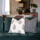 Briar Floral Block Printed Pillow Cover | Blue, Brown, Green