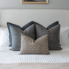 Aster Floral Block Printed Pillow Cover | Blue