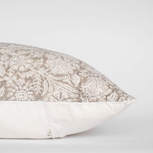 Sienna Floral Block Printed Pillow Cover | Light Brown