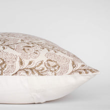 Magnolia Floral Block Printed Pillow Cover | Burgundy, Mustard