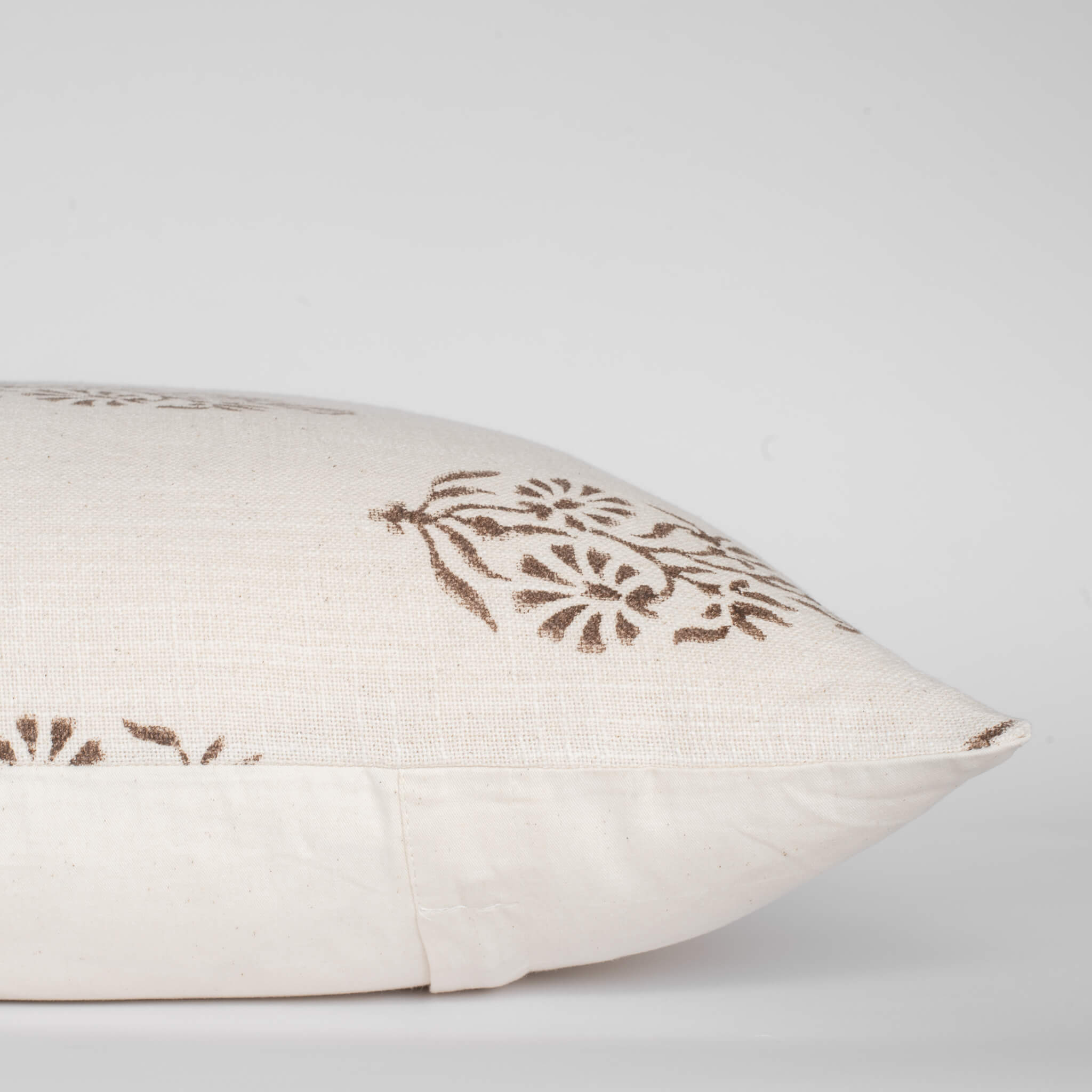 Solana Floral Block Printed Pillow Cover | Brown
