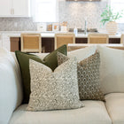 Everly Floral Block Printed Pillow Cover | Olive Green