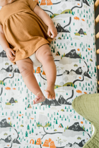 Cotton muslin crib sheet featuring Yellowstone and Yosemite designs