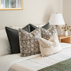 Burgos Floral Block Printed Pillow Cover | Black