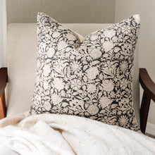 Burgos Floral Block Printed Pillow Cover | Black