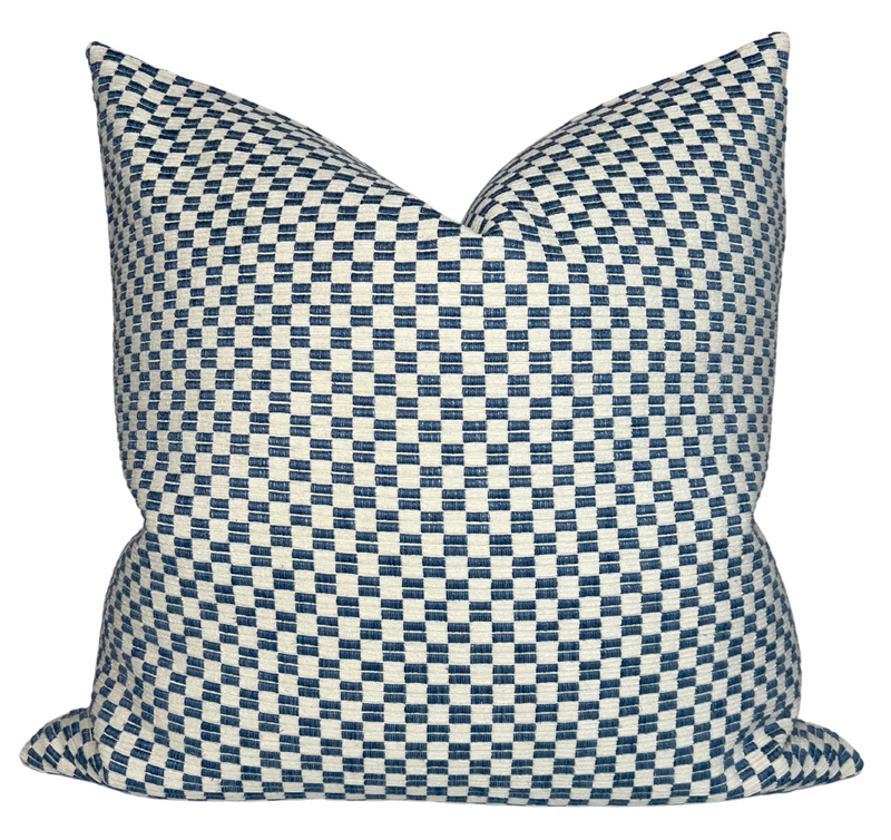 Ready to Ship, 20x20, Elkhart Woven Pillow Cover in Blue, F Schumacher Textiles