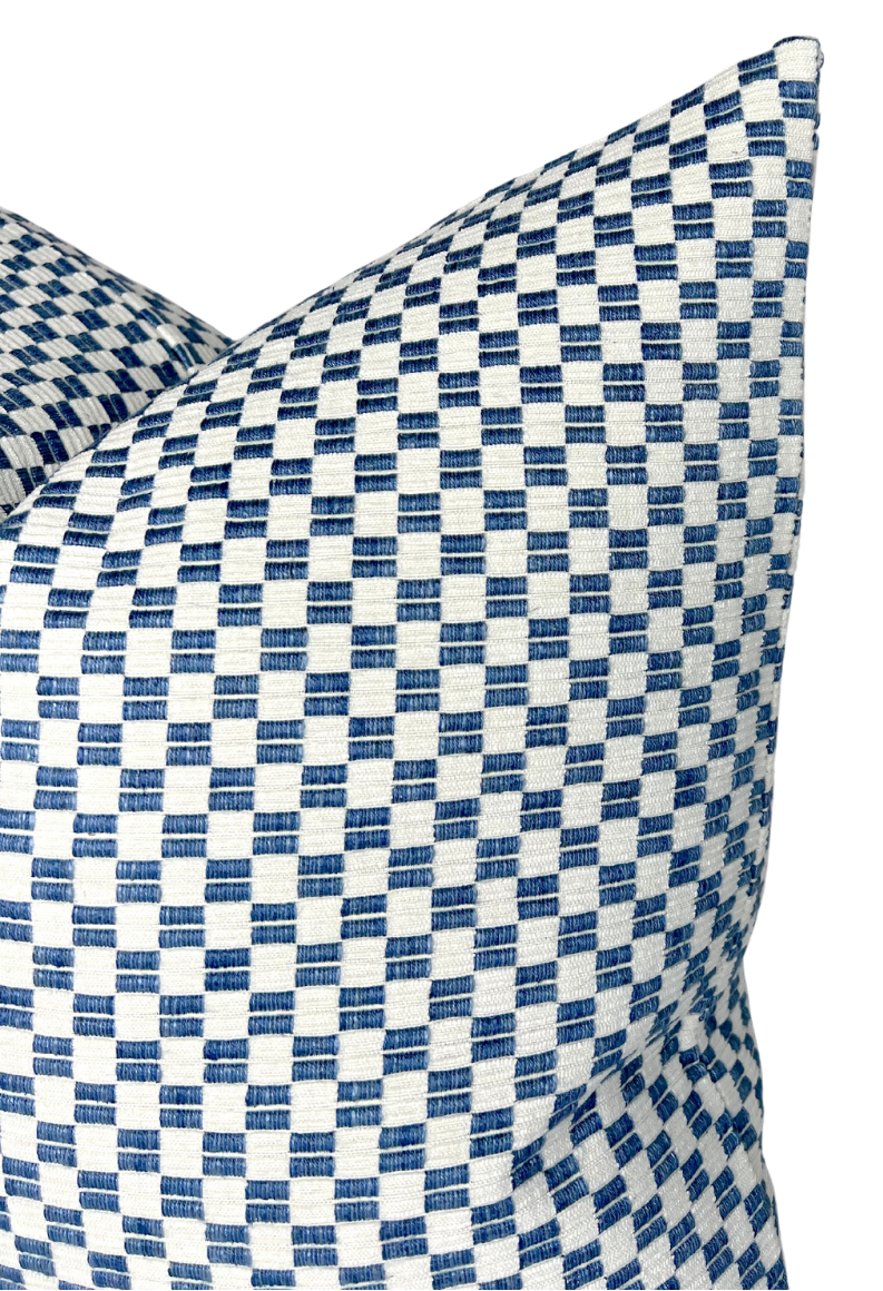 Ready to Ship, 20x20, Elkhart Woven Pillow Cover in Blue, F Schumacher Textiles