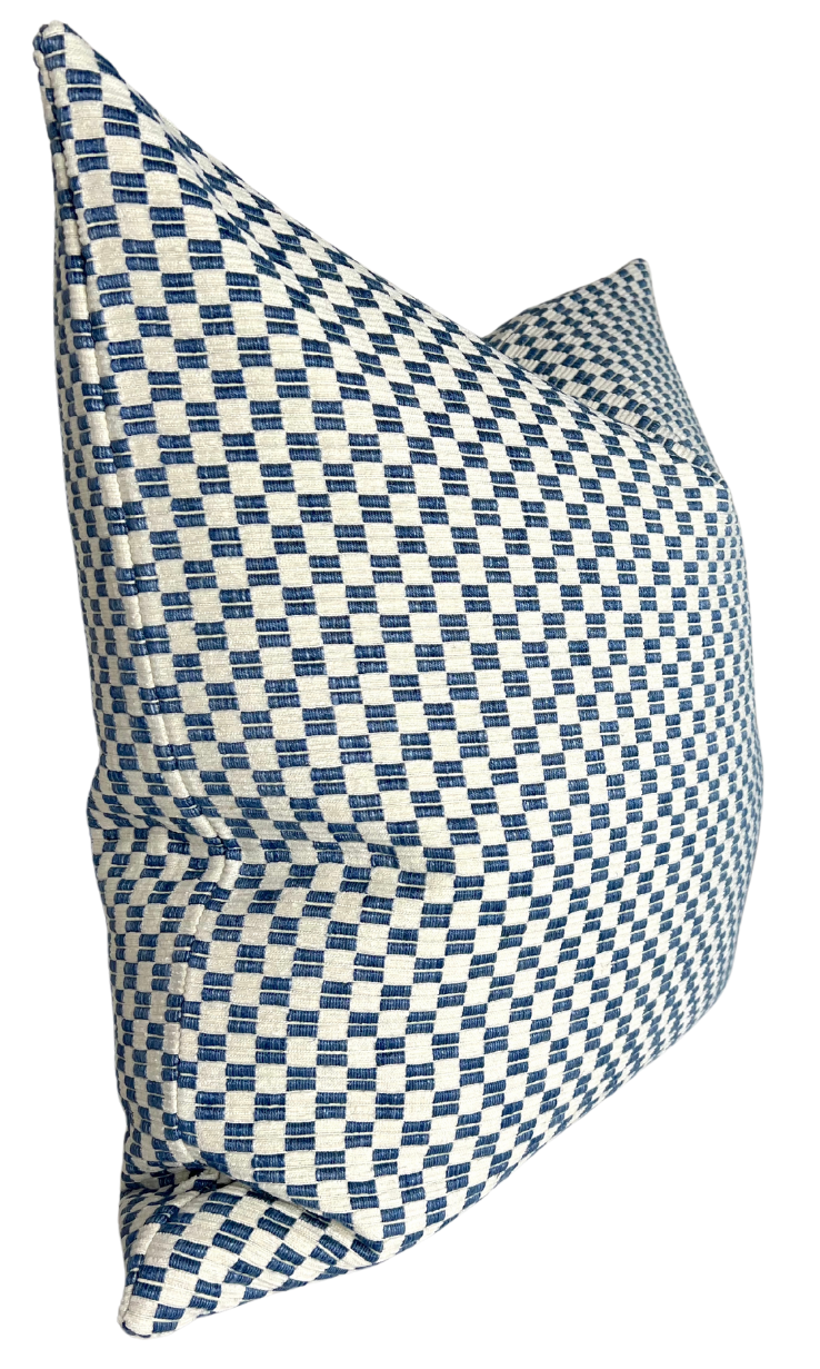 Ready to Ship, 20x20, Elkhart Woven Pillow Cover in Blue, F Schumacher Textiles