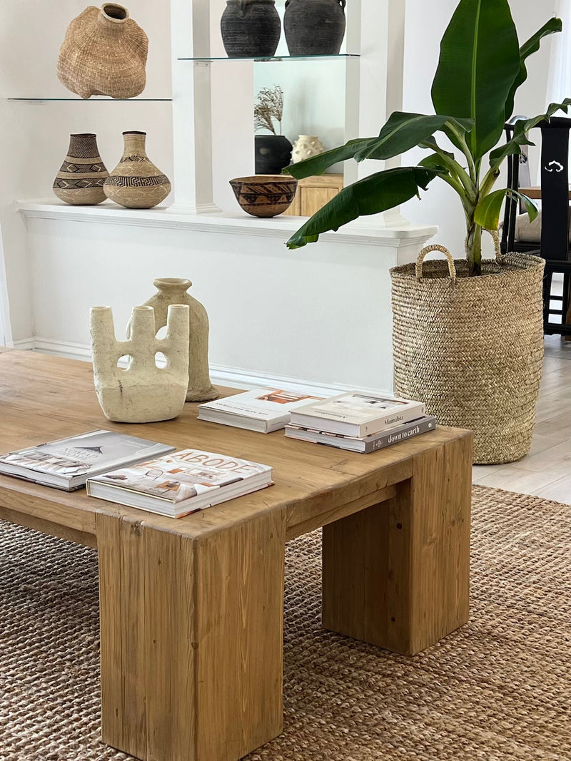 Elm Wood Coffee Table Large Living Room Side