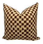 Nala Brown and Cream Checkered Mudcloth Pillow Cover