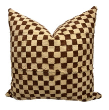 Nala Brown and Cream Checkered Mudcloth Pillow Cover