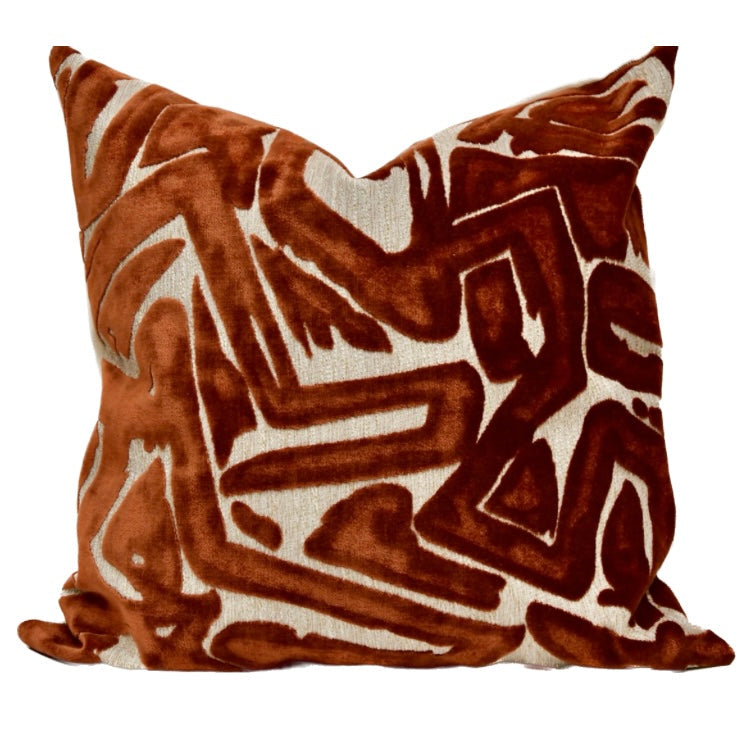 Henley Spice Velvet Abstract Pillow Cover