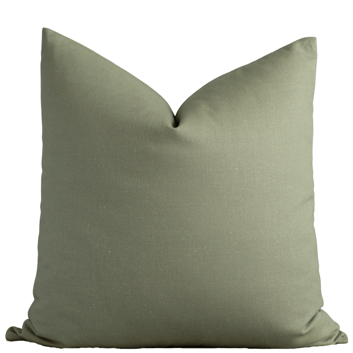 Leme olive green solid cotton pillow cover, 22x22