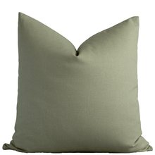 Leme olive green solid cotton pillow cover, 22x22