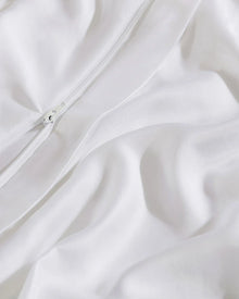 Close-up of bamboo duvet cover fabric with soft border design