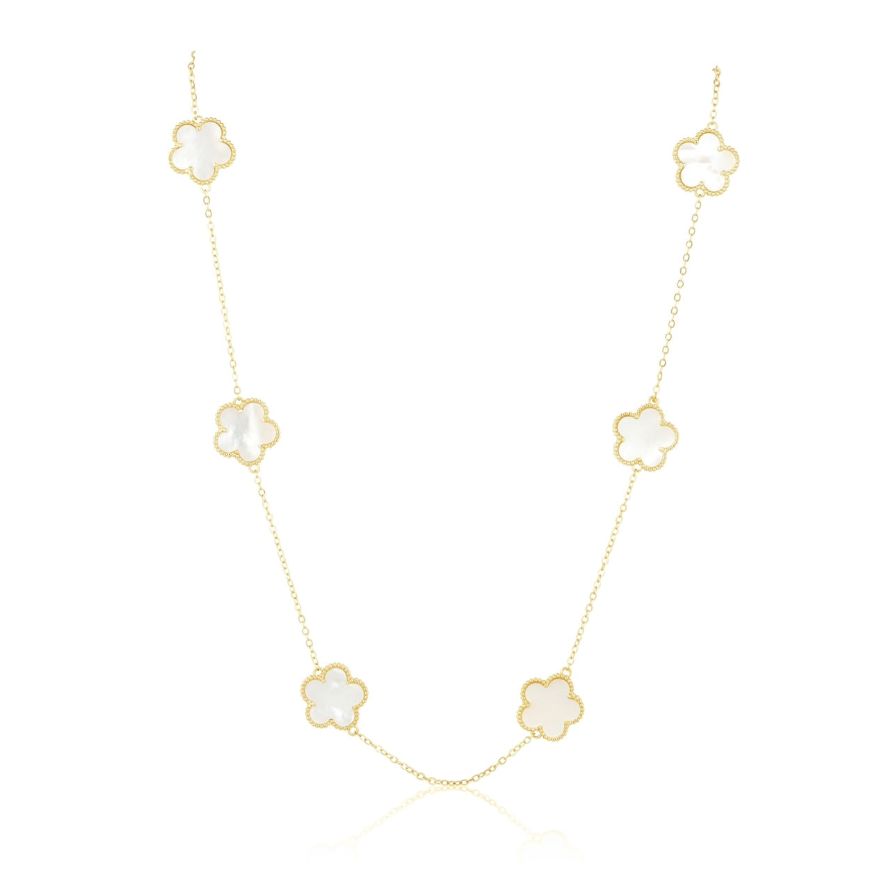 Adeline Clover Necklace with gold chain and mother-of-pearl pendant