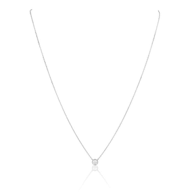 Close-up of Christie CZ Necklace in silver with CZ pendant