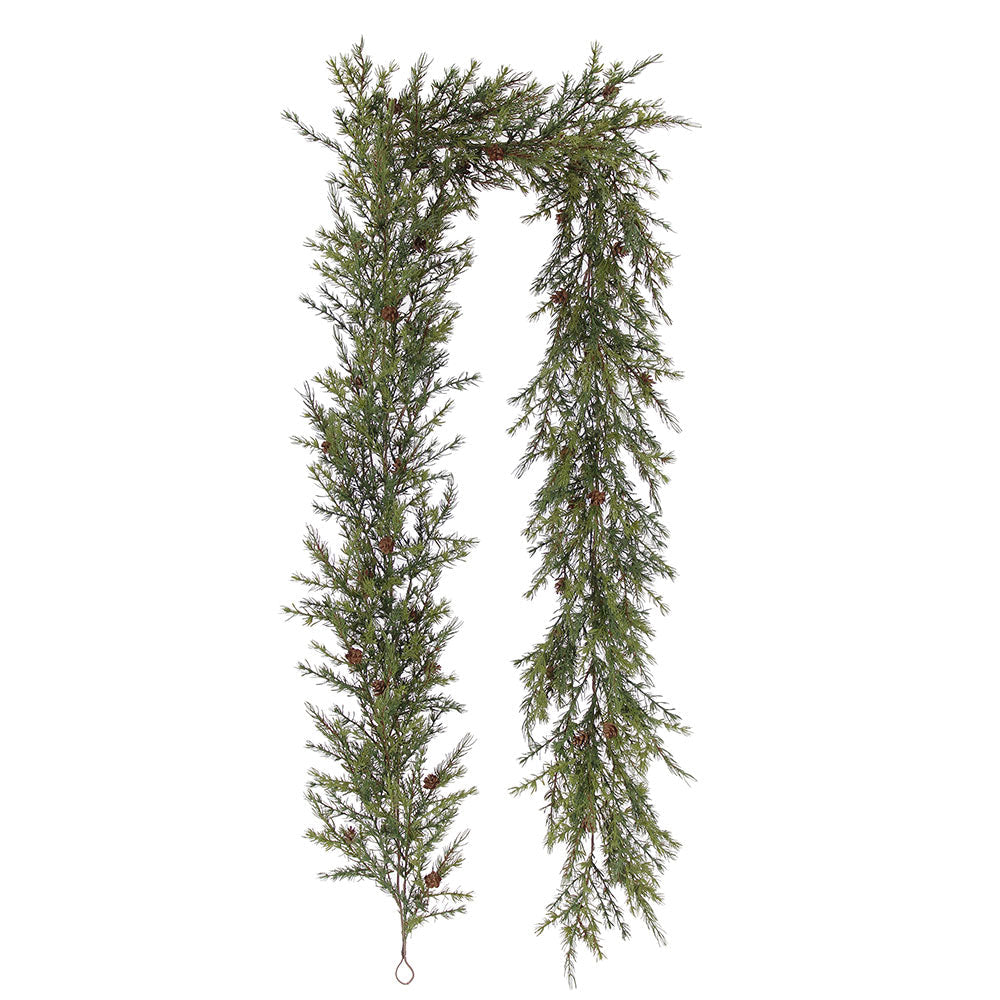132 inch artificial pine garland with pinecones
