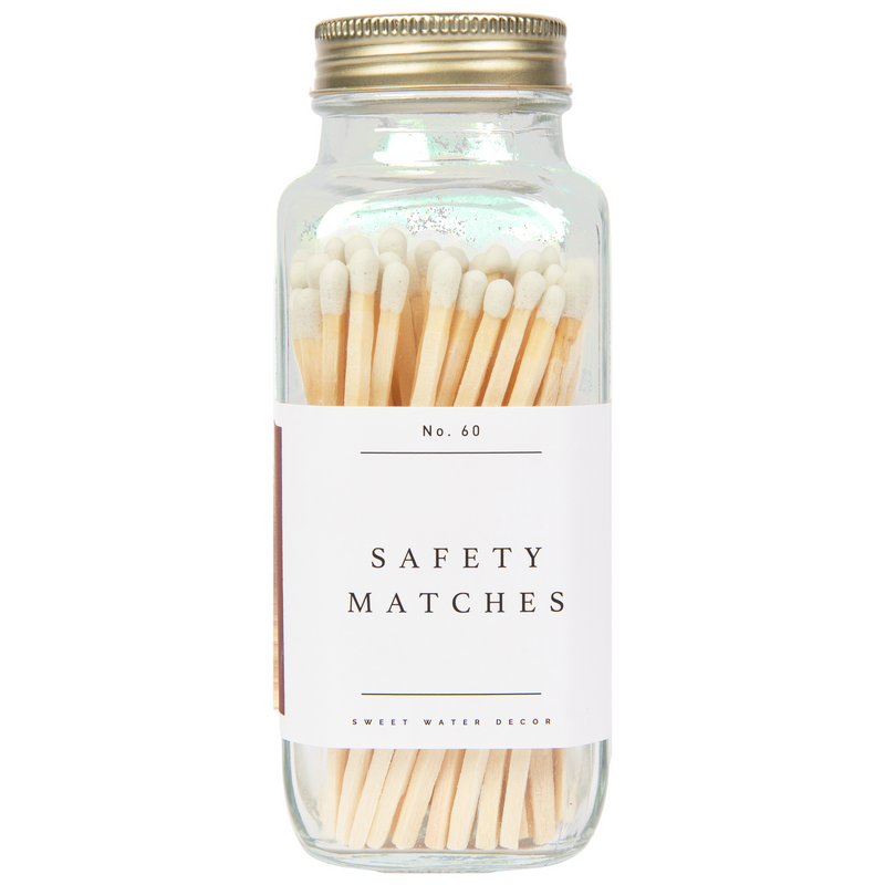 Sweet Water Decor White Tip Safety Matches in glass jar