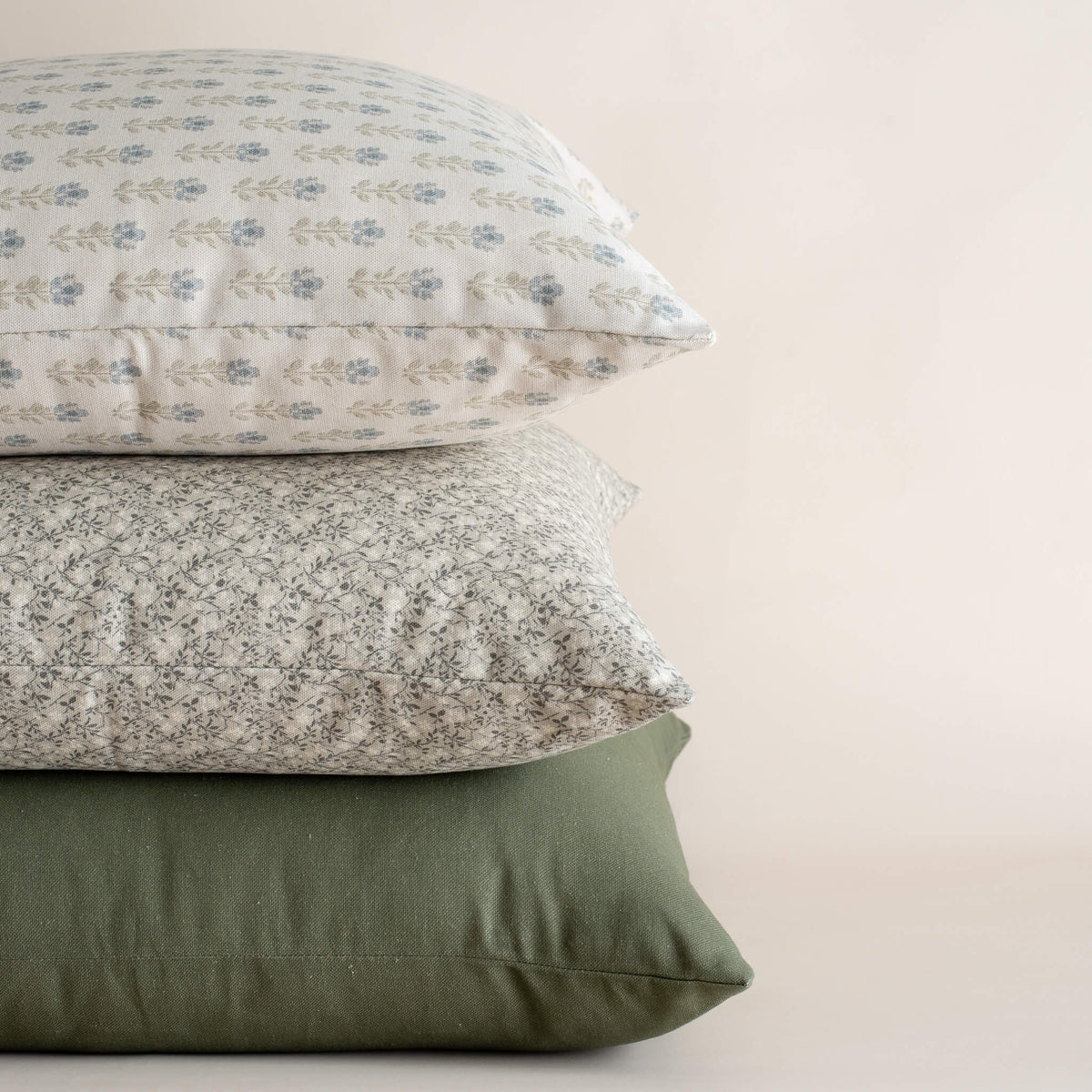 Green pillow set of three featuring the Leme olive pillow