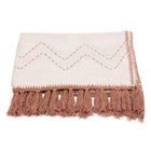 Kora cotton throw – terracotta border stitch detail