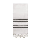 Turkish cotton + bamboo hand towel with black two-stripe design