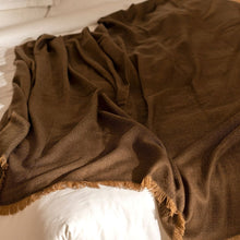 Hay Brown plush twill merino handwoven throw – One Affirmation