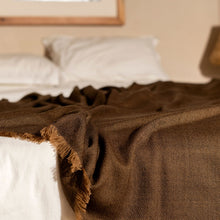 Hay Brown plush twill merino handwoven throw – One Affirmation