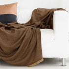 Hay Brown plush twill merino handwoven throw – One Affirmation