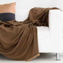 Hay Brown plush twill merino handwoven throw – One Affirmation