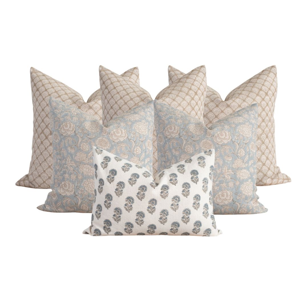 Seabrook Bedroom Pillow Combination | Set of Six Pillow Covers