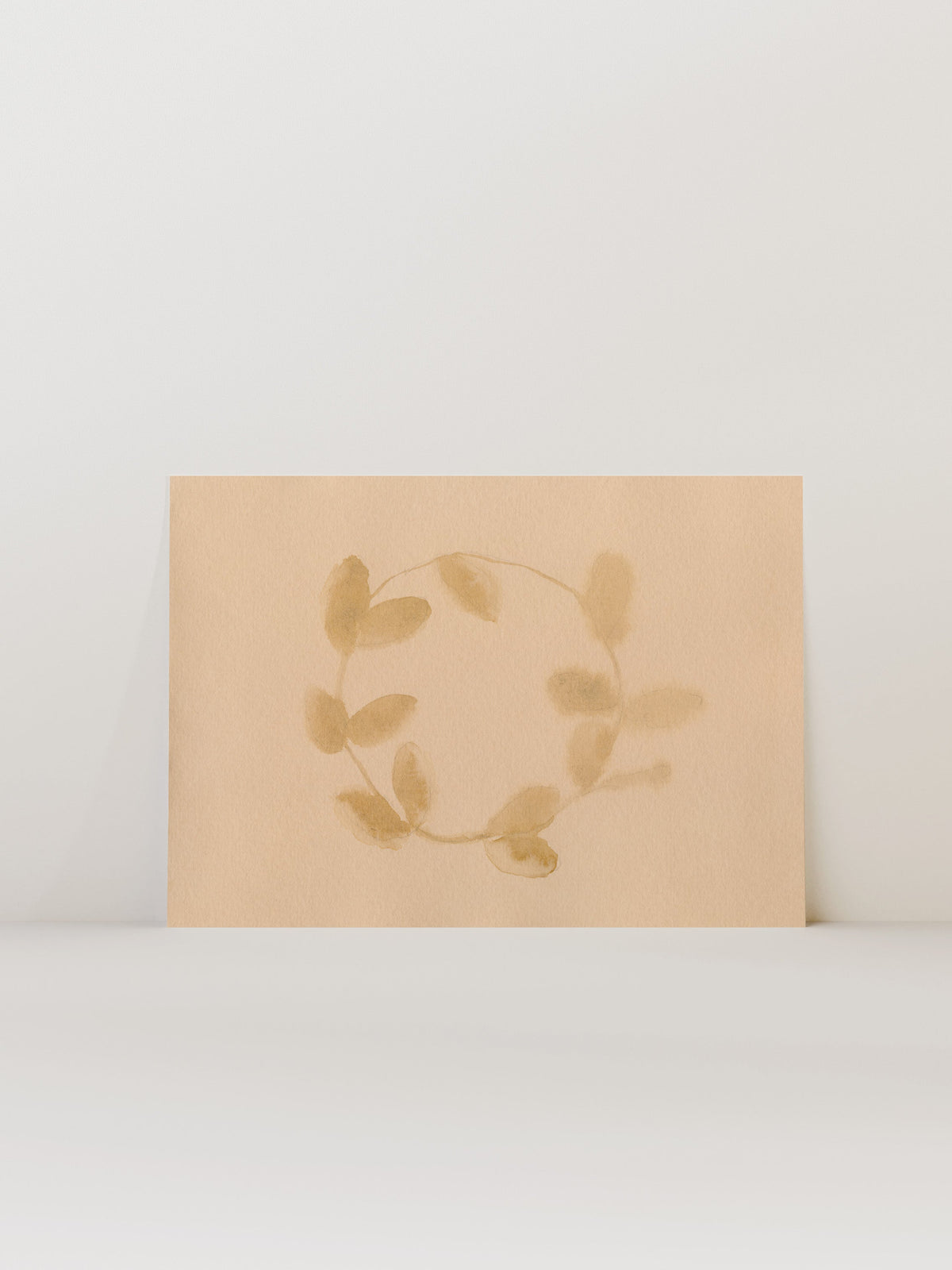 Holiday Watercolor Wreath gold leaf art print, view 4