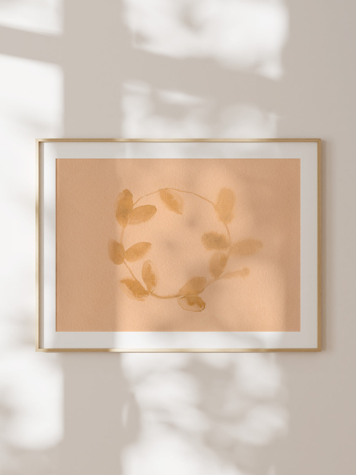 Holiday Watercolor Wreath gold leaf art print, view 6