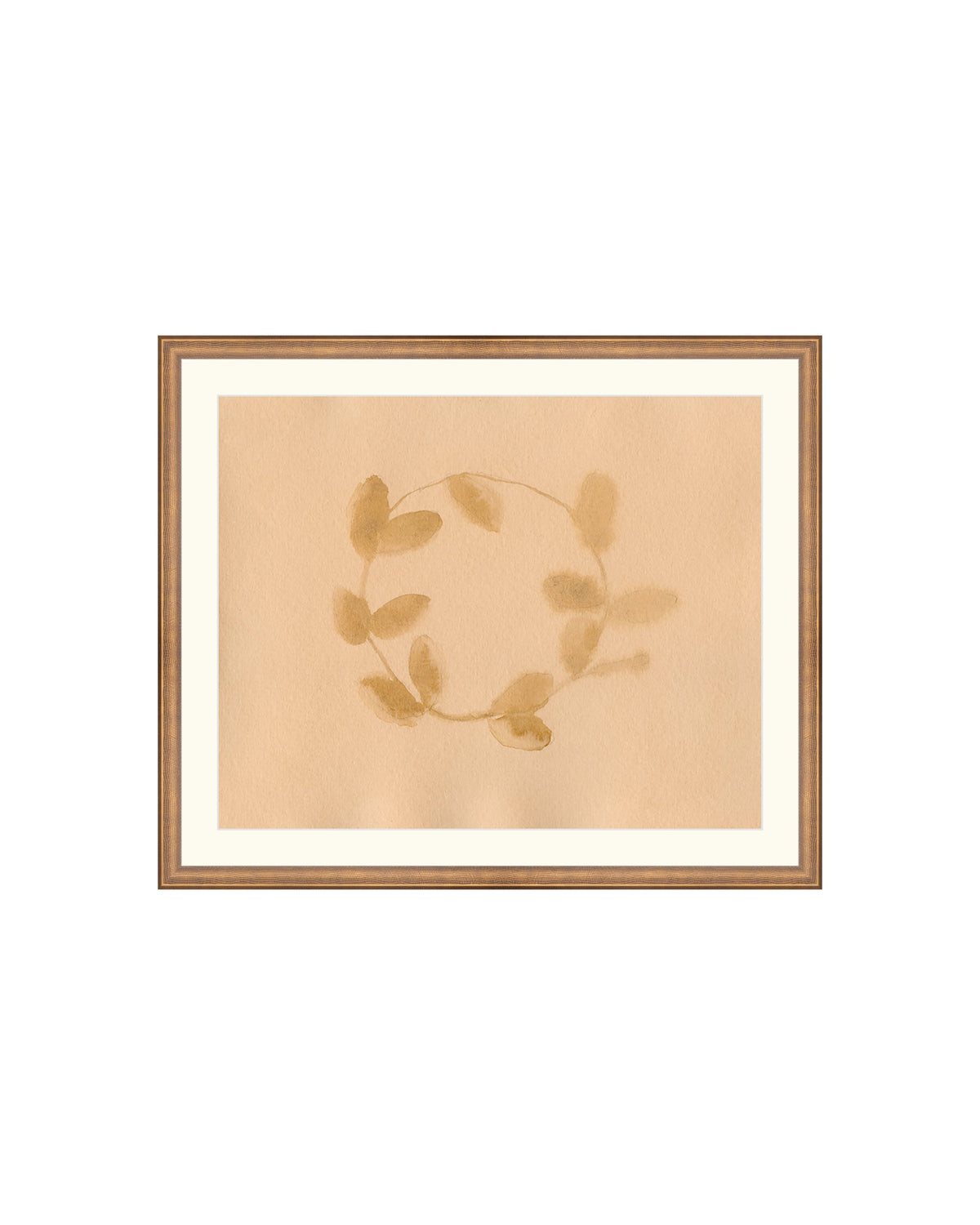 Holiday Watercolor Wreath gold leaf art print, view 2