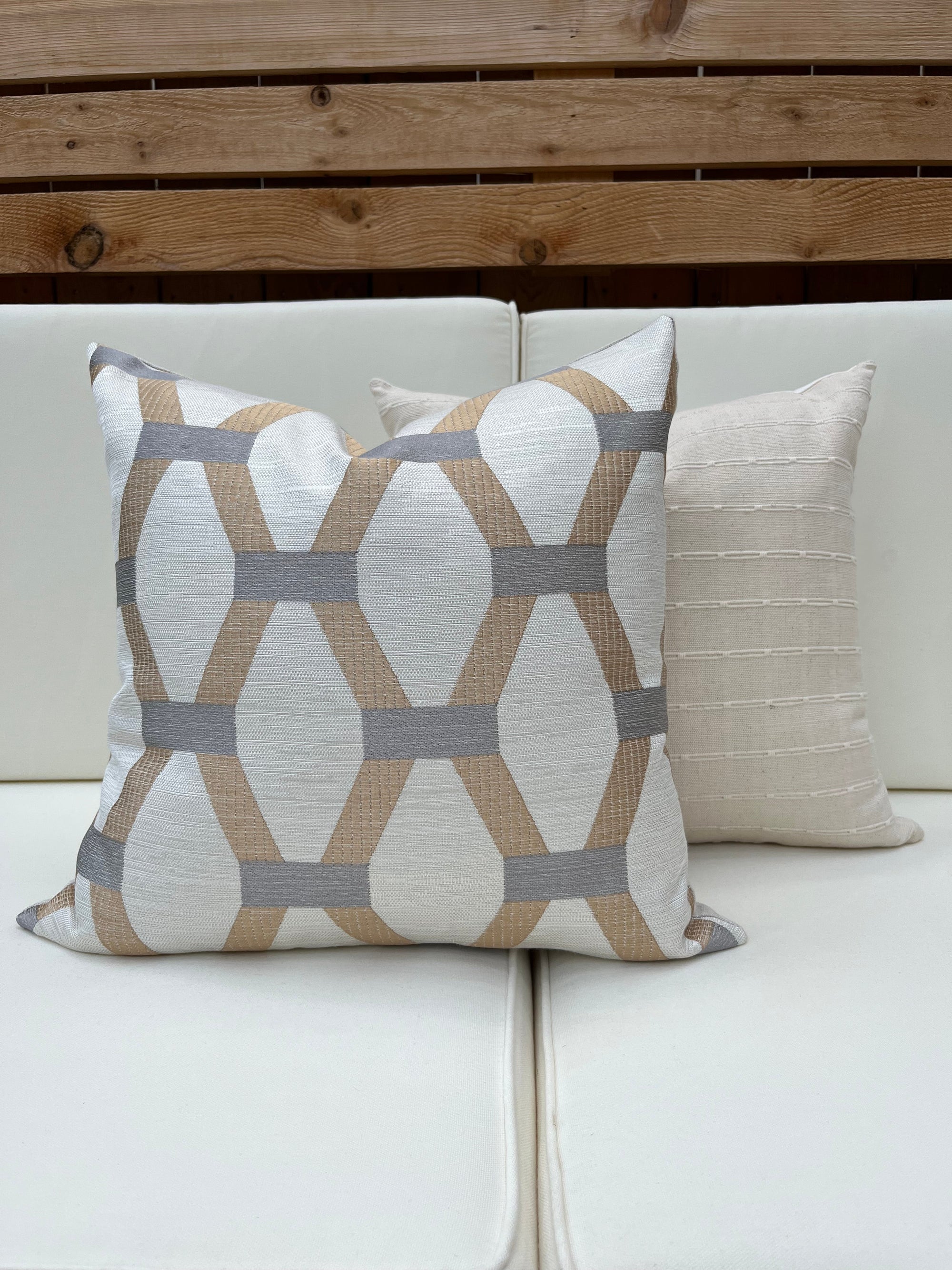 Algarve Gold and Silver Embroidered Hexagon Pillow Cover – view 3