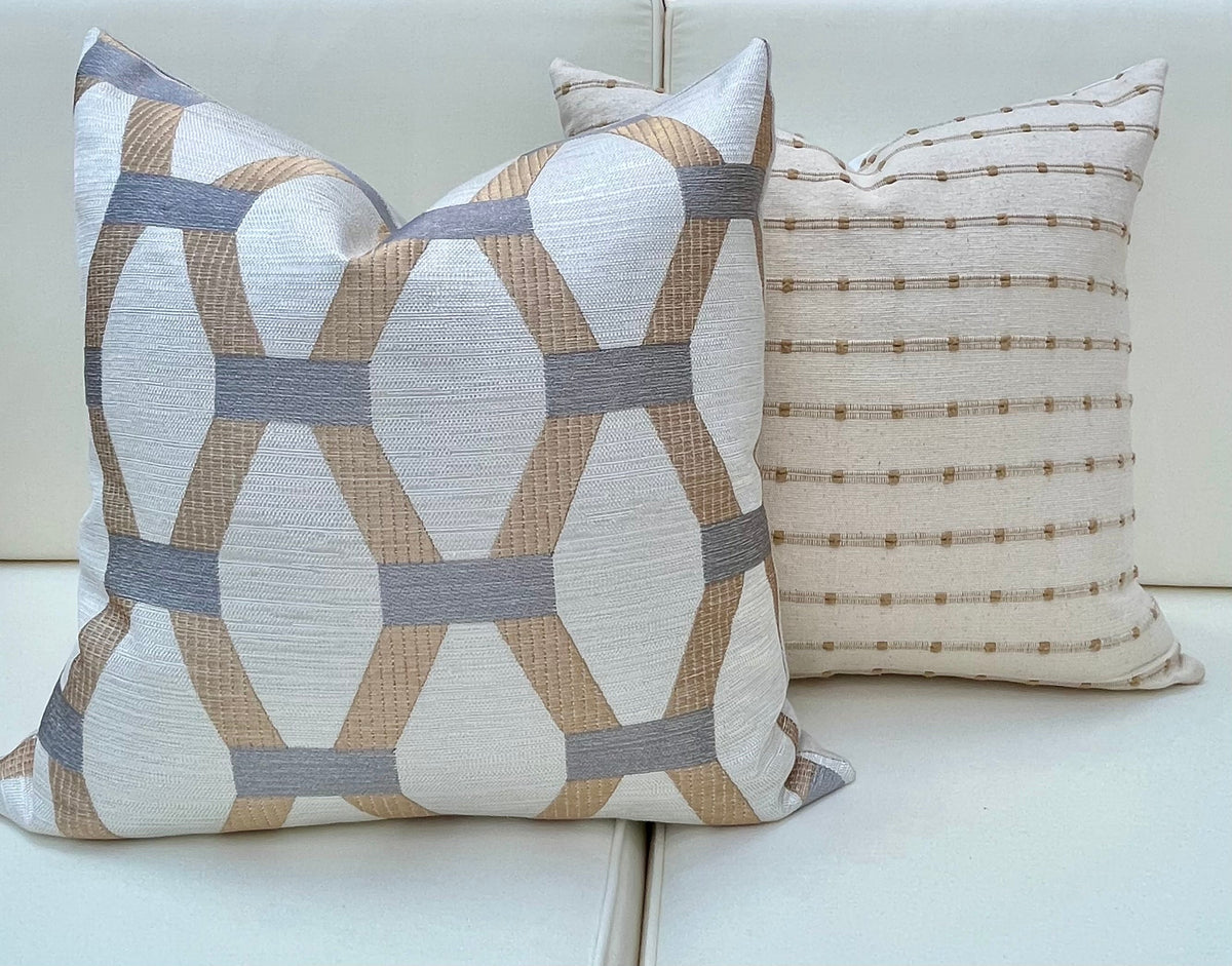 Algarve Gold and Silver Embroidered Hexagon Pillow Cover – view 5