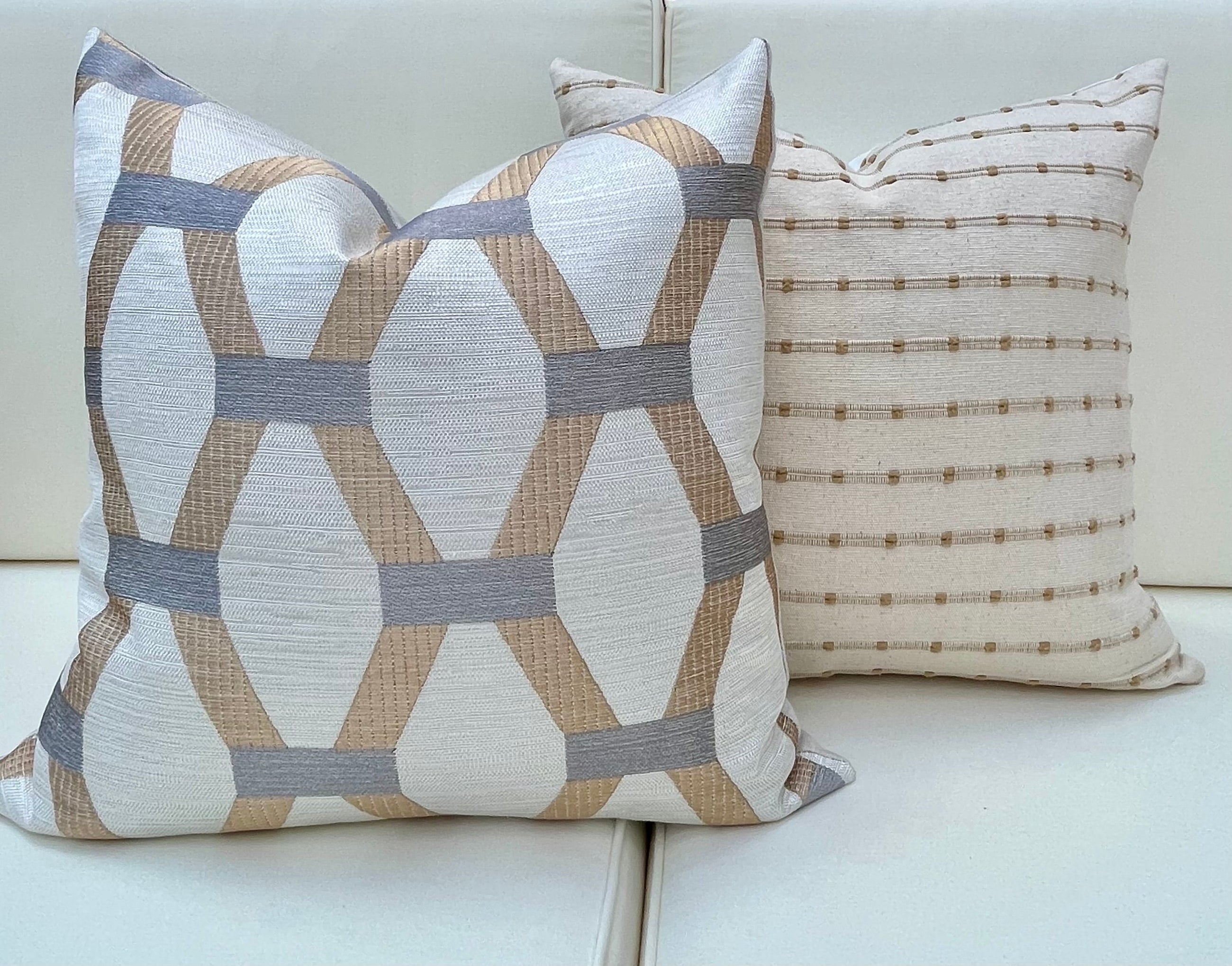 Algarve Gold and Silver Embroidered Hexagon Pillow Cover – view 5