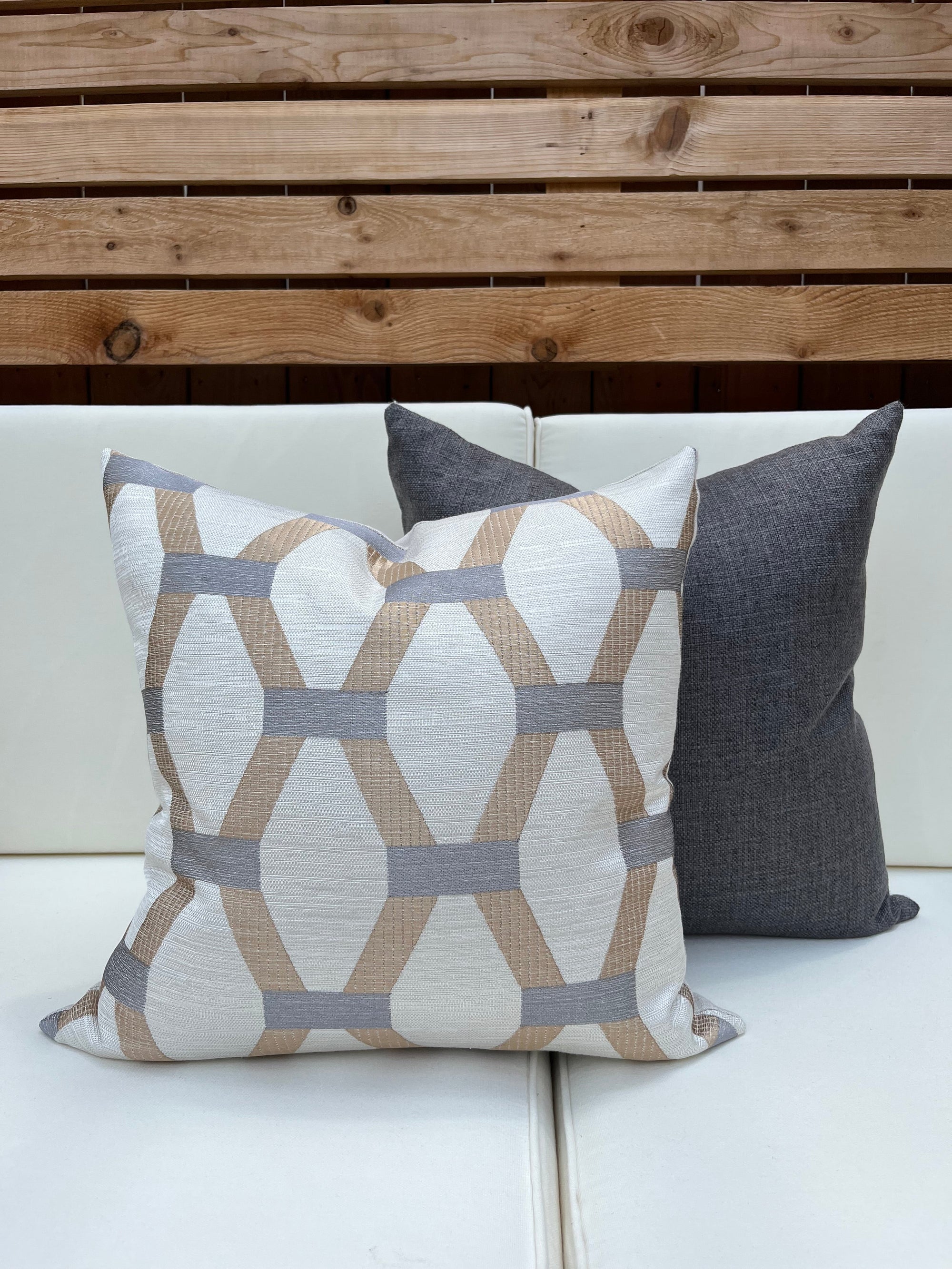 Algarve Gold and Silver Embroidered Hexagon Pillow Cover – view 6