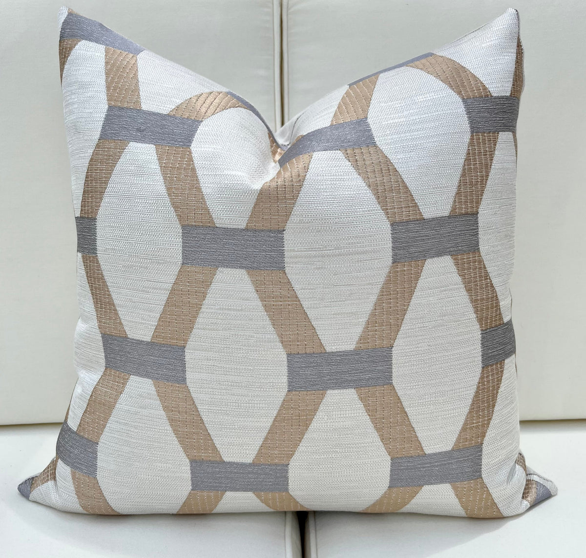 Algarve Gold and Silver Embroidered Hexagon Pillow Cover – view 10